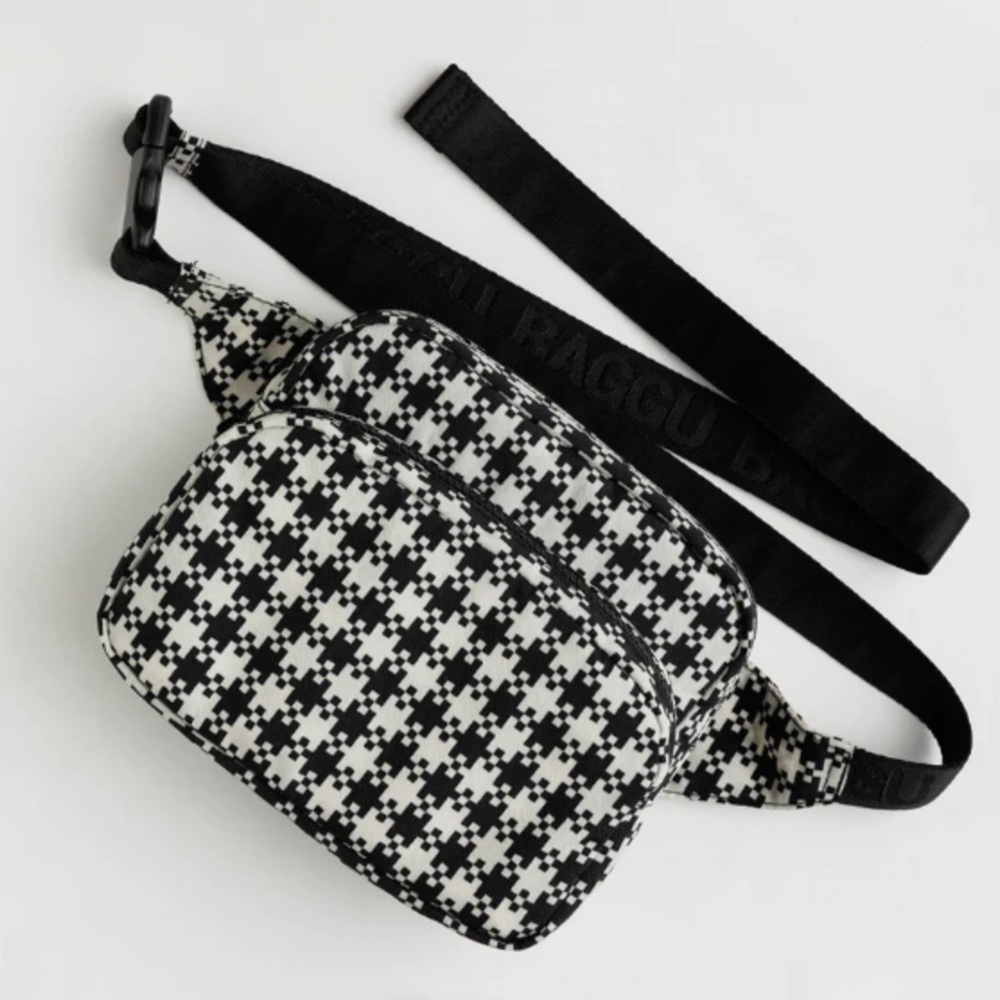 BAGGU black and white pixel gingham fanny pack